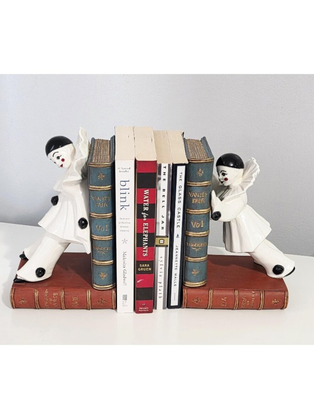 Vintage 1970s Pierrot Ceramic Bookends (Pair) - Minor Vintage Flaws